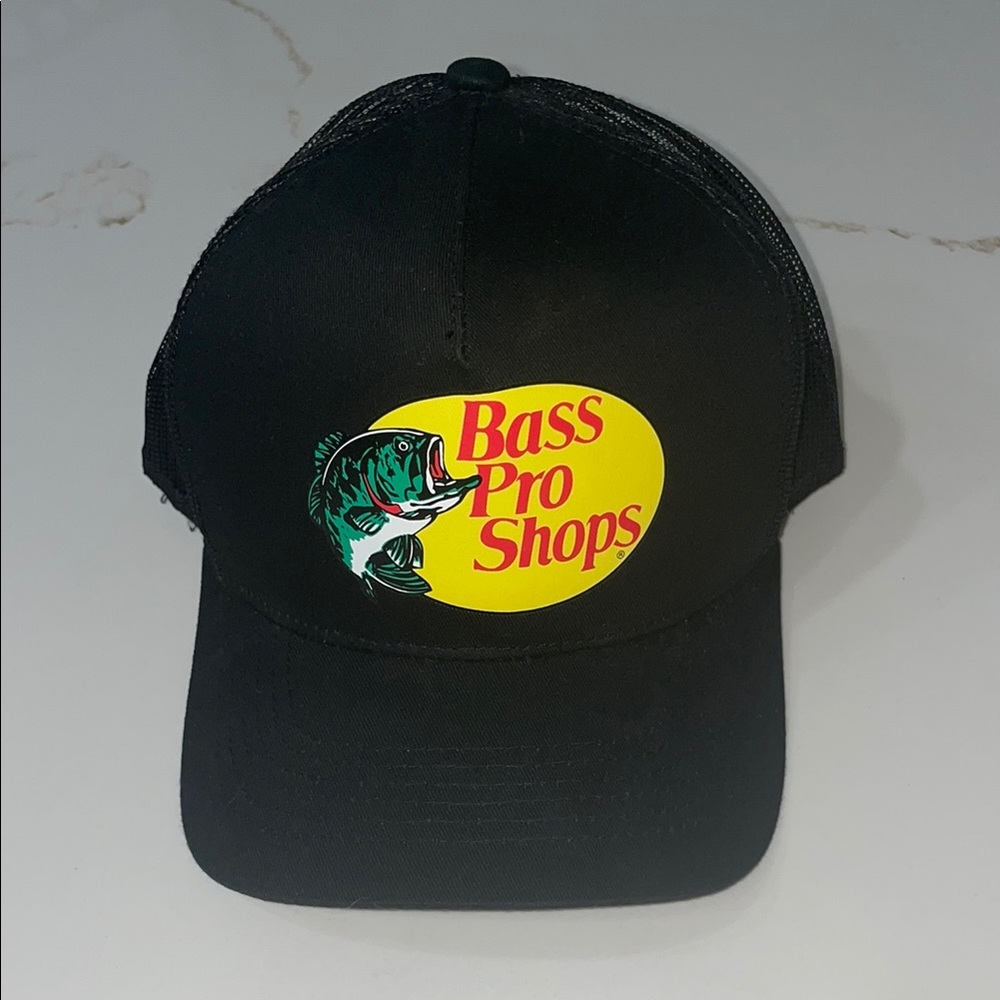 Bass Pro Shops Black Trucker Hat with Yellow Logo | OS